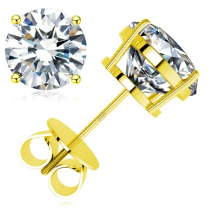 Hip Hop 925 Sterling Silver Moissanite Stud Earrings for Women Accessories