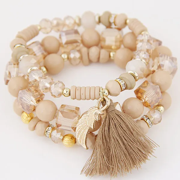 Handmade Tassel Bracelet Set Multicolor Beaded DIY Style Fashion Jewelry - Image 2