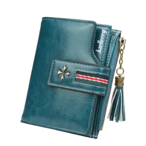 Baellerry Hot New Tassel Zipper Wallet Women Short Purse Oil Wax Leather Handbag