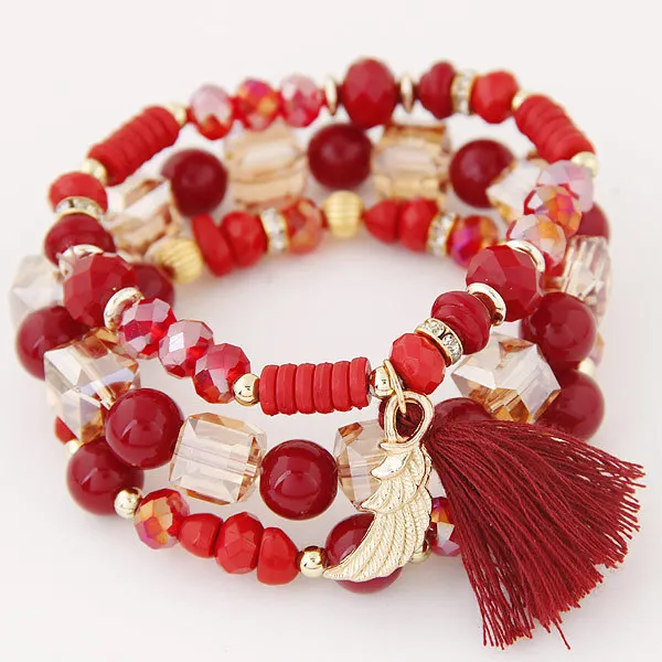 Handmade Tassel Bracelet Set Multicolor Beaded DIY Style Fashion Jewelry - Image 4