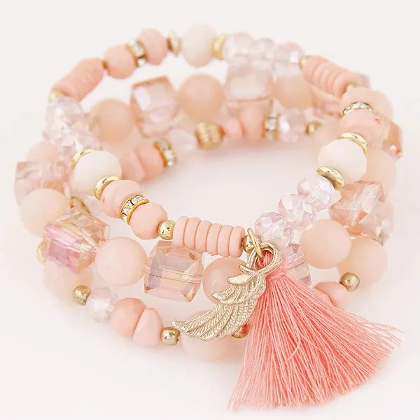 Handmade Tassel Bracelet Set Multicolor Beaded DIY Style Fashion Jewelry - Image 3