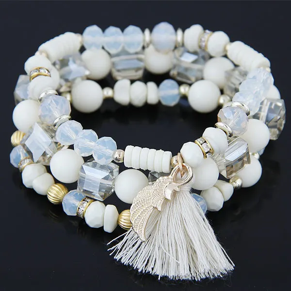 Handmade Tassel Bracelet Set Multicolor Beaded DIY Style Fashion Jewelry