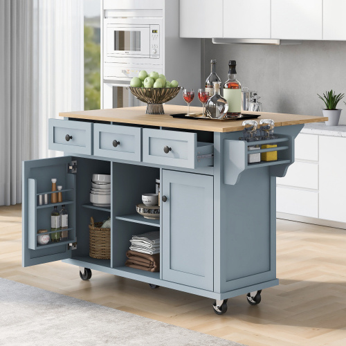 Kitchen Trolley With Rubberwood Folding Leaf Countertops - Image 8
