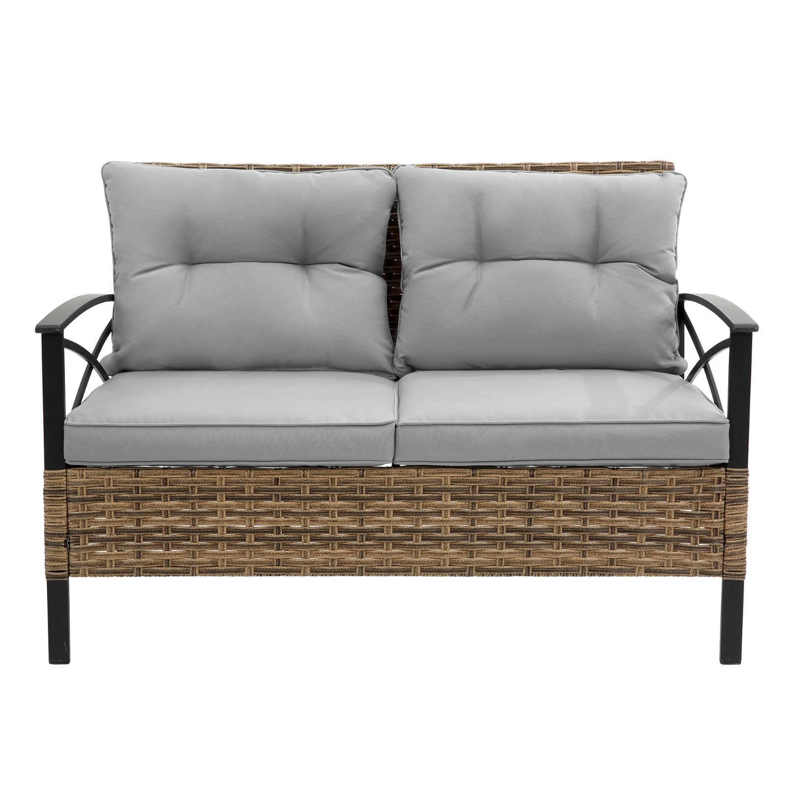 Patio 4Piece Sectional Sofa Set KD Rattan Wicker Outdoor Garden Furniture - Image 10