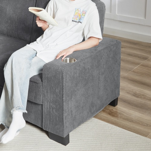 83.86Corduroy Fabric Sofa,Modern Compressed Couch,3-Seater Sofa, Furniture For Living Room,Bedroom,office - Image 10