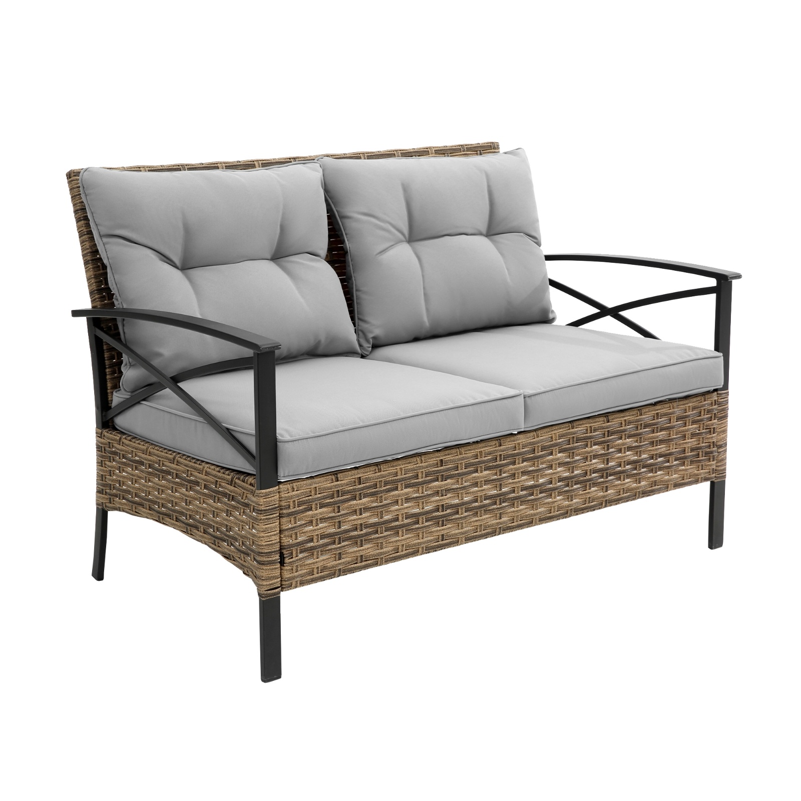 Patio 4Piece Sectional Sofa Set KD Rattan Wicker Outdoor Garden Furniture - Image 3