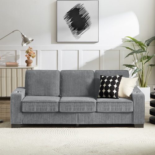 83.86Corduroy Fabric Sofa,Modern Compressed Couch,3-Seater Sofa, Furniture For Living Room,Bedroom,office - Image 7
