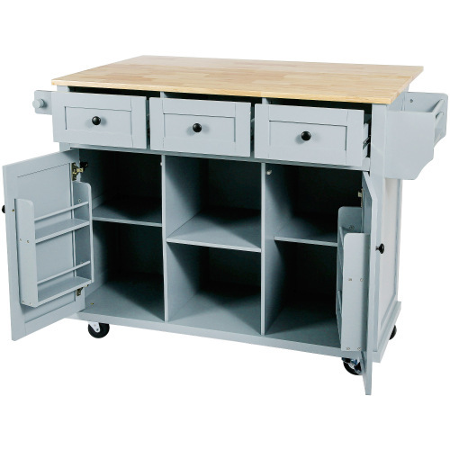 Kitchen Trolley With Rubberwood Folding Leaf Countertops - Image 9