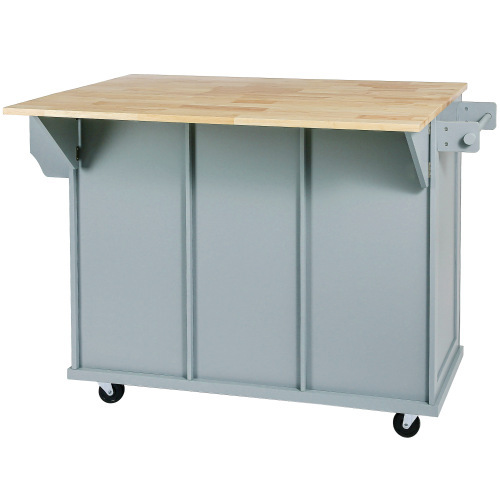 Kitchen Trolley With Rubberwood Folding Leaf Countertops - Image 2