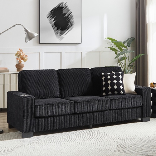 83.86Corduroy Fabric Sofa,Modern Compressed Couch,3-Seater Sofa, Furniture For Living Room,Bedroom,office - Image 2
